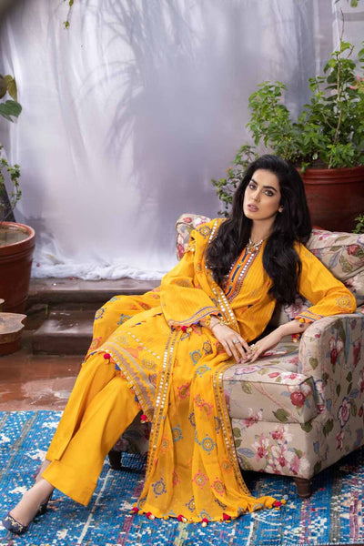 Gul Ahmed 3PC Unstitched Embroidered Suit with Chiffon Dupatta BM-12006