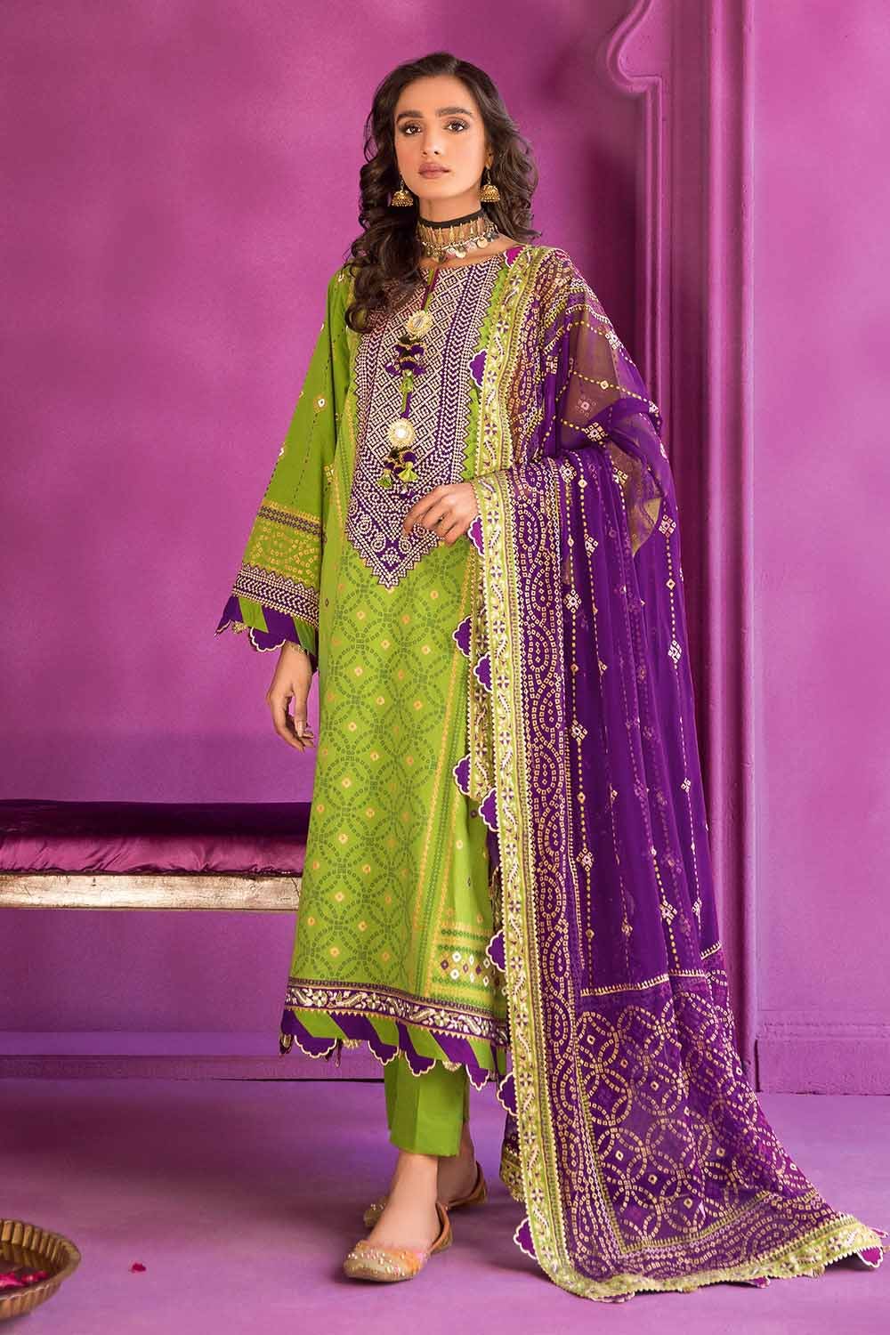 Gul Ahmed 3PC Embroidered Chunri Lawn Unstitched Suit With Chiffon Gold and Lacquer Printed Dupatta BM-32011