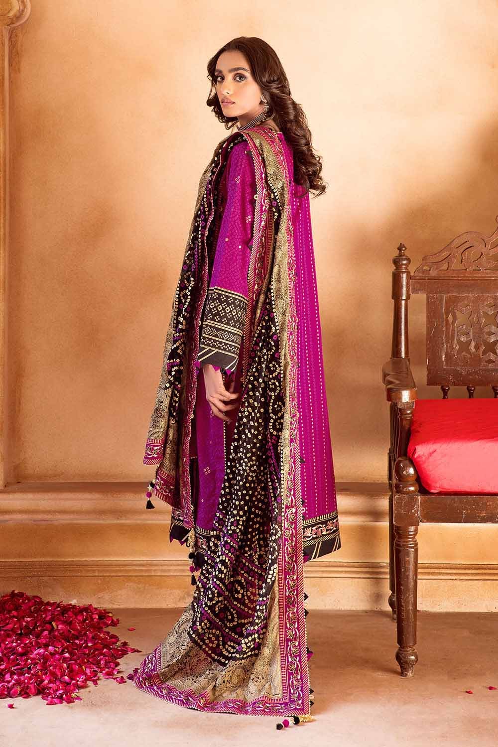 Gul Ahmed 3PC Embroidered Chunri Lawn Unstitched Suit With Chiffon Gold and Lacquer Printed Dupatta BM-32014