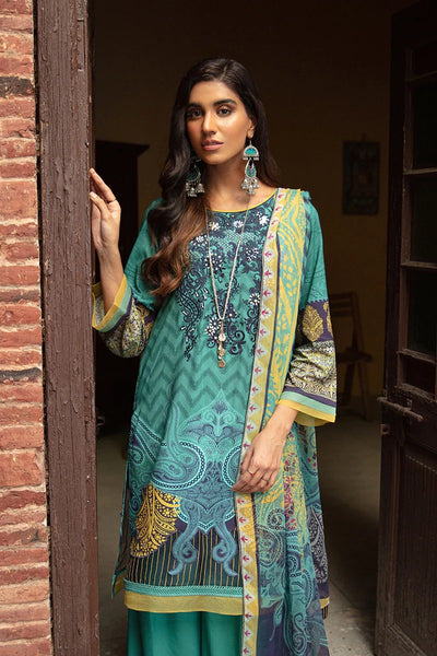 Rang Rasiya 3 Piece Stitched Embroidered digitally printed Suit D-633 Blueberry