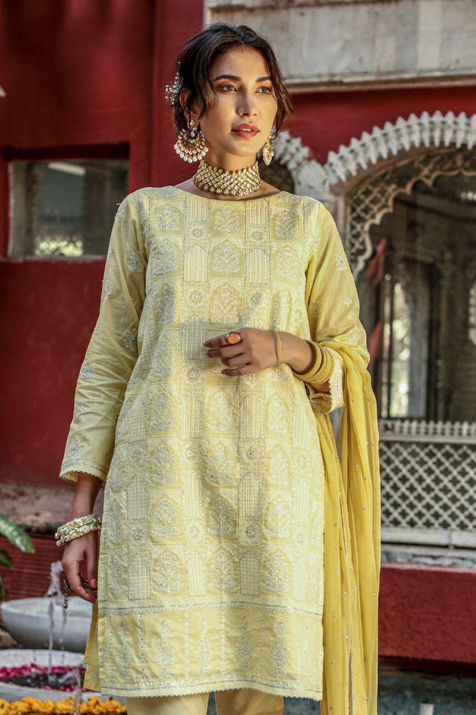 Lakhani Chikan-Kari 3 Piece Unstitched Embroidered Suit CK-9013