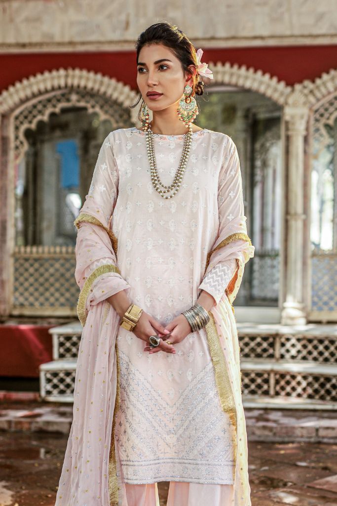 Lakhani Chikan-Kari 3 Piece Unstitched Embroidered Suit CK-9015