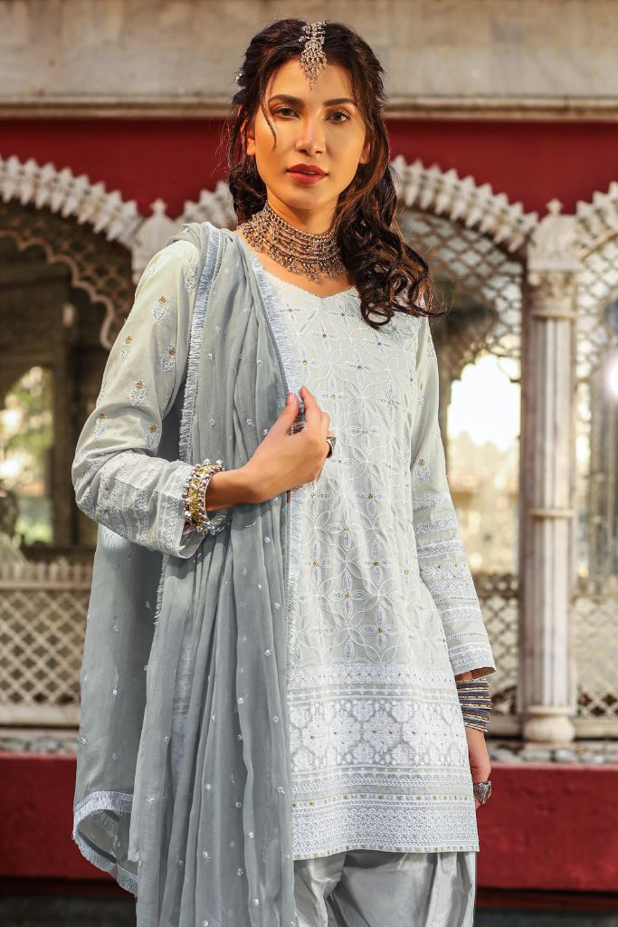 Lakhani Chikan-Kari 3 Piece Stitched Embroidered Suit CK-9016-R