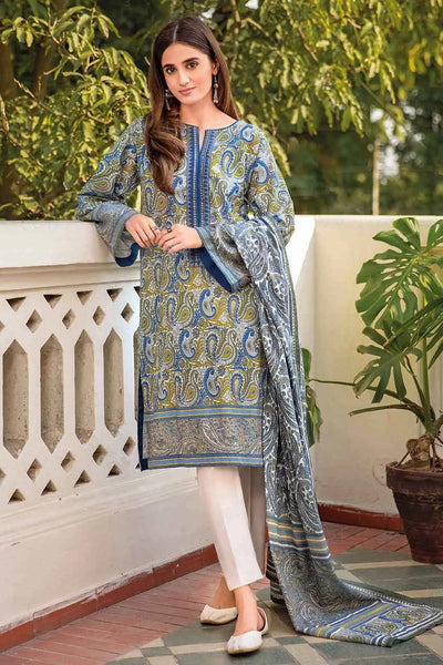 Gul Ahmed 3PC Printed Lawn Unstitched Embroidered Suit With Printed Lawn Dupatta CL-1081
