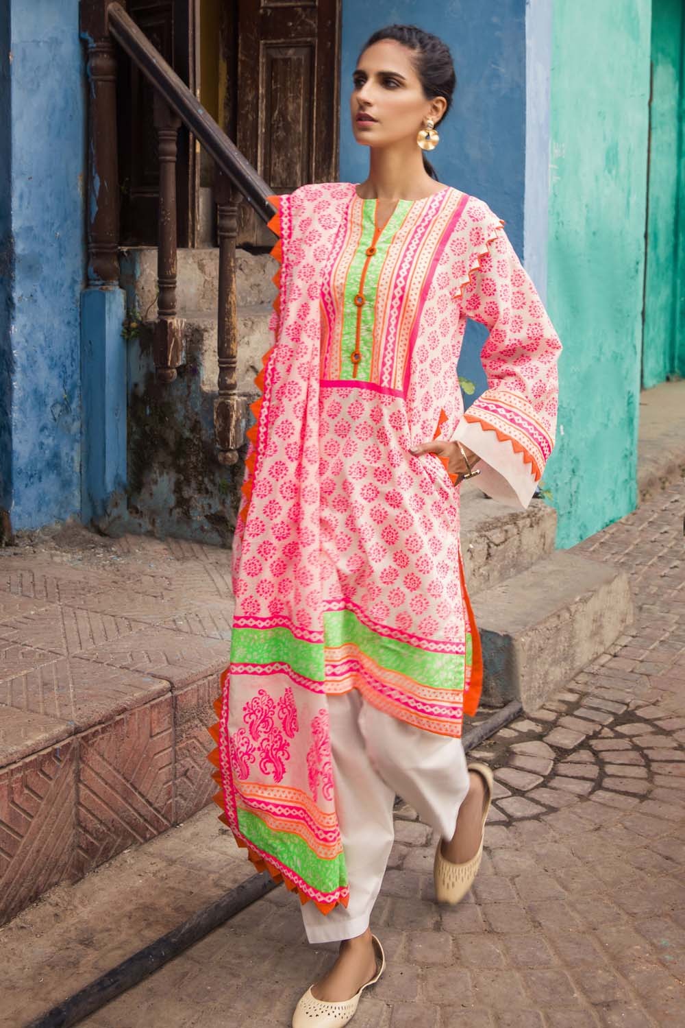 Gul Ahmed 3PC Unstitched Neon Printed Lawn Suit CL-1327-B