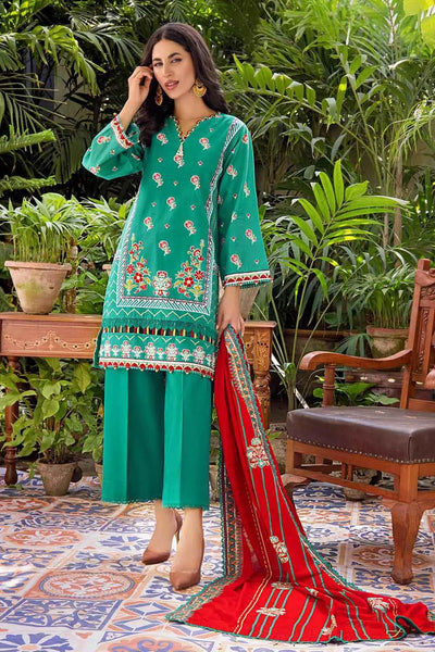 Gul Ahmed 3PC Unstitched Embroidered Gold and Lacquer Printed Suit CL-22093 A