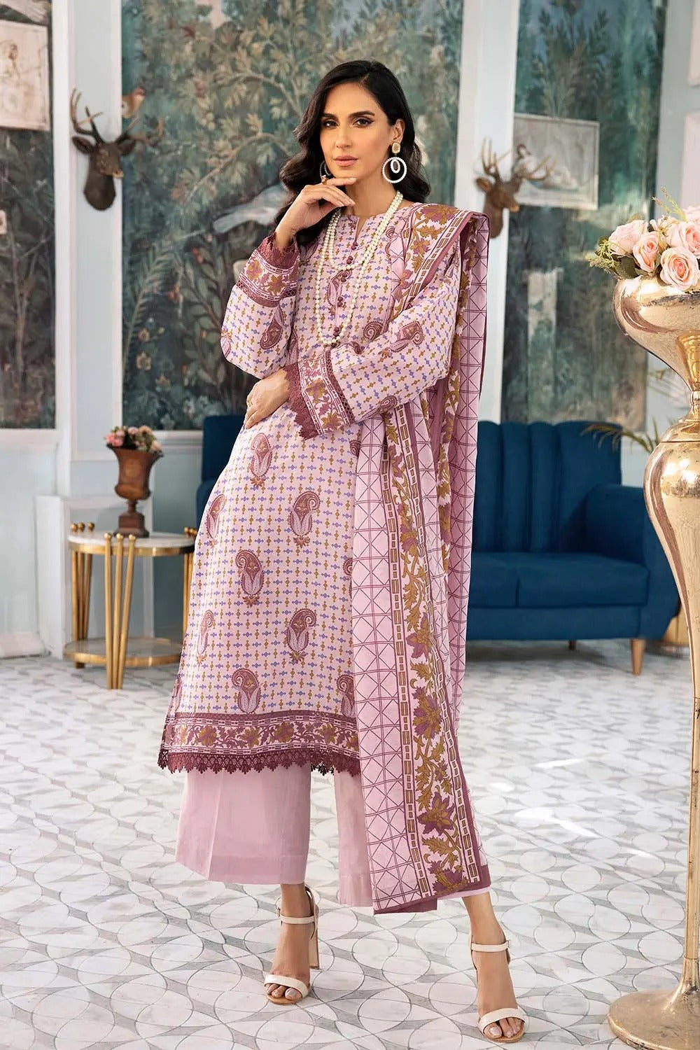 Gul Ahmed 3PC Unstitched Printed Lawn Suit CL-22223 B