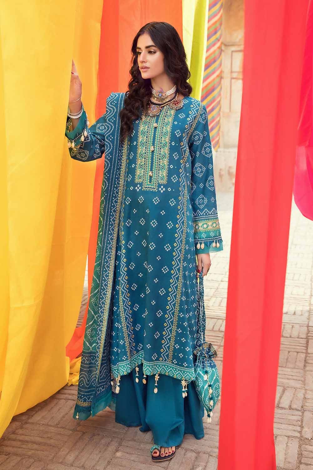 Gul Ahmed 3PC Chunri Lawn Unstitched Gold Printed Suit CL-32093 A
