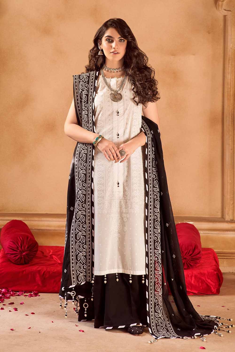 Gul Ahmed 3PC Embroidered Chunri Lawn Unstitched Silver And Lacquer Printed Suit CL-32164