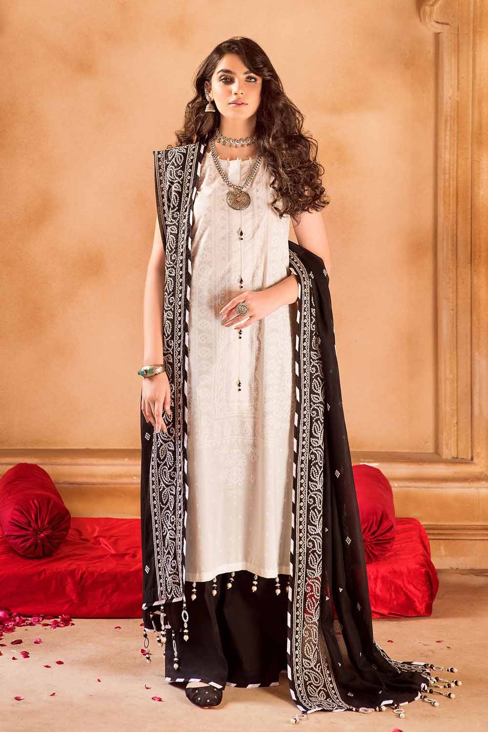 Gul Ahmed 3PC Embroidered Chunri Lawn Unstitched Silver And Lacquer Printed Suit CL-32164
