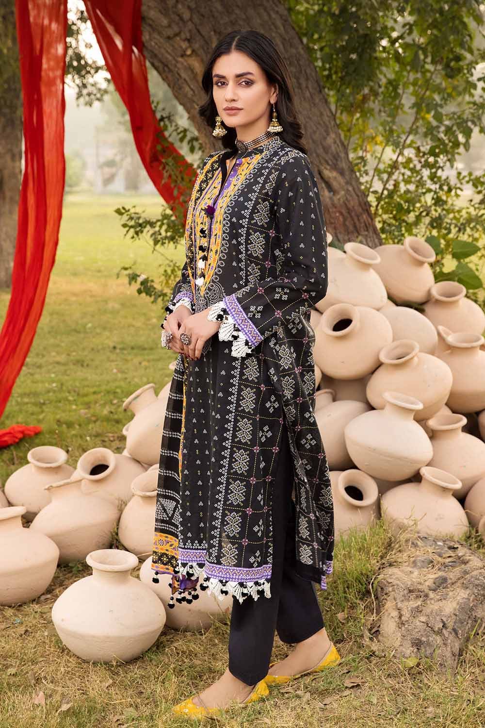 Gul Ahmed 3PC Chunri Lawn Unstitched Gold Printed Suit CL-32180 A