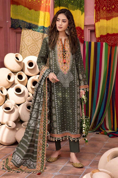 Gul Ahmed 3PC Chunri Lawn Unstitched Gold Printed Suit CL-32180 B
