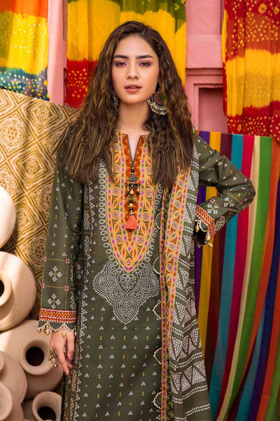 Gul Ahmed 3PC Chunri Lawn Stitched Gold Printed Suit CL-32180 B