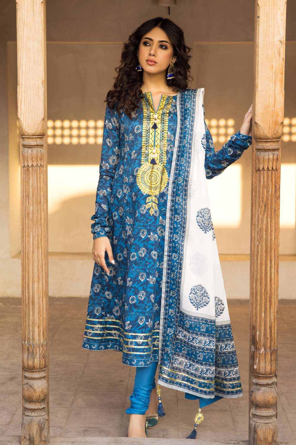 Gul Ahmed 3PC Lawn Unstitched Foil Printed Suit CL-32243 B