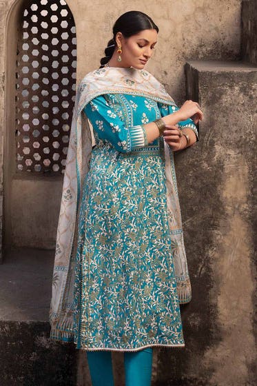 Gul Ahmed 3PC Lawn Unstitched Gold and Lacquer Printed Suit CL-32426 A