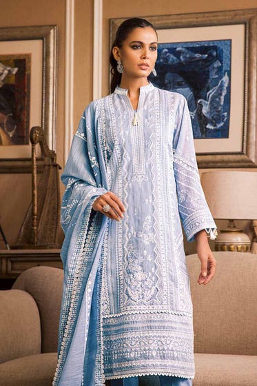 Gul Ahmed 3PC Embroidered Paper Cotton Unstitched Suit With Lace And Printed Paper Dupatta CN-32004