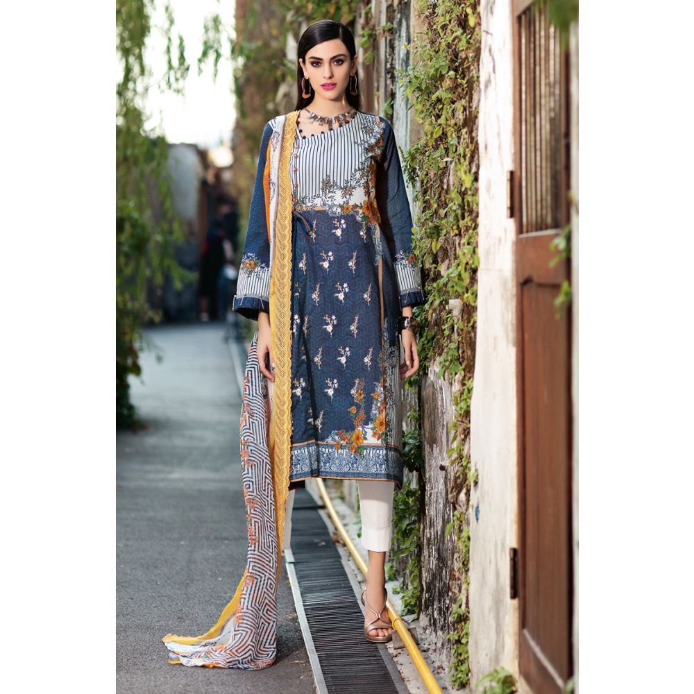 3 PC Unstitched Embroidered Lawn Suit with Chiffon Dupatta CT-254