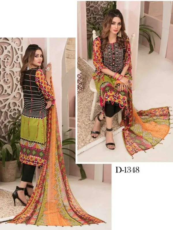 Amna Sohail By Tawakkal Fabrics 3 Piece Stitched Graceful Ensemble Suit D-1348