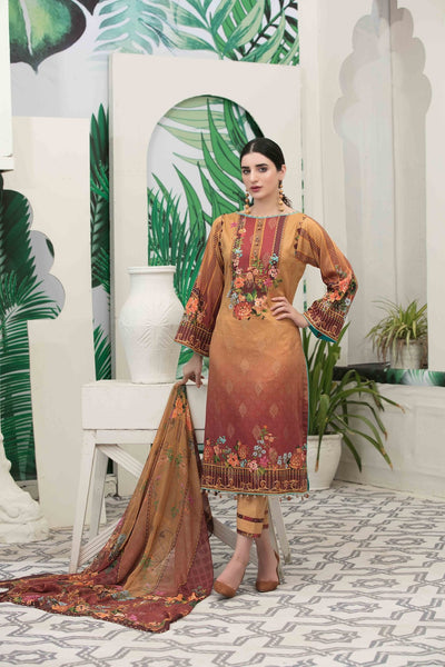Tawakkal Fabrics 3 Piece Stitched Ufara Banarsi Lawn Suit D-5929