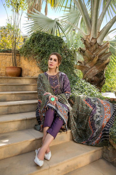 Tawakkal Fabrics 3 Piece Stitched Gala Embroidered Digital Printed Lawn Suit D-6644
