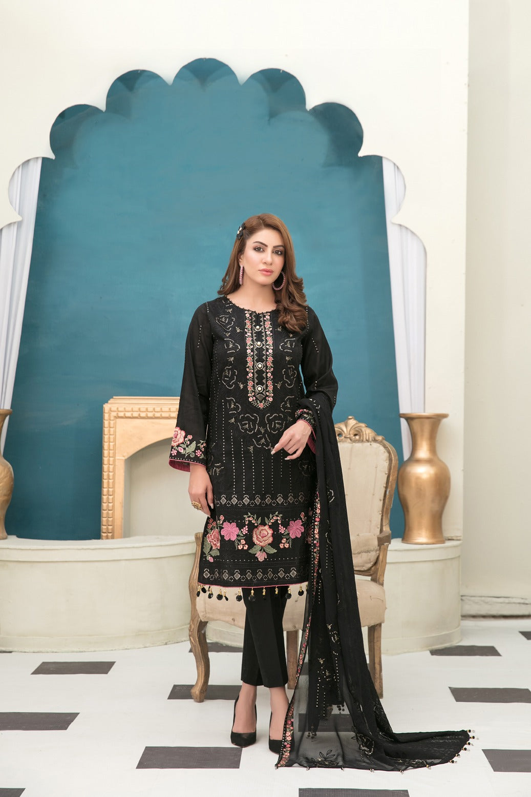 Tawakkal Fabrics 3 Piece Stitched Fancy Embroidered Lawn Suit - D-6756