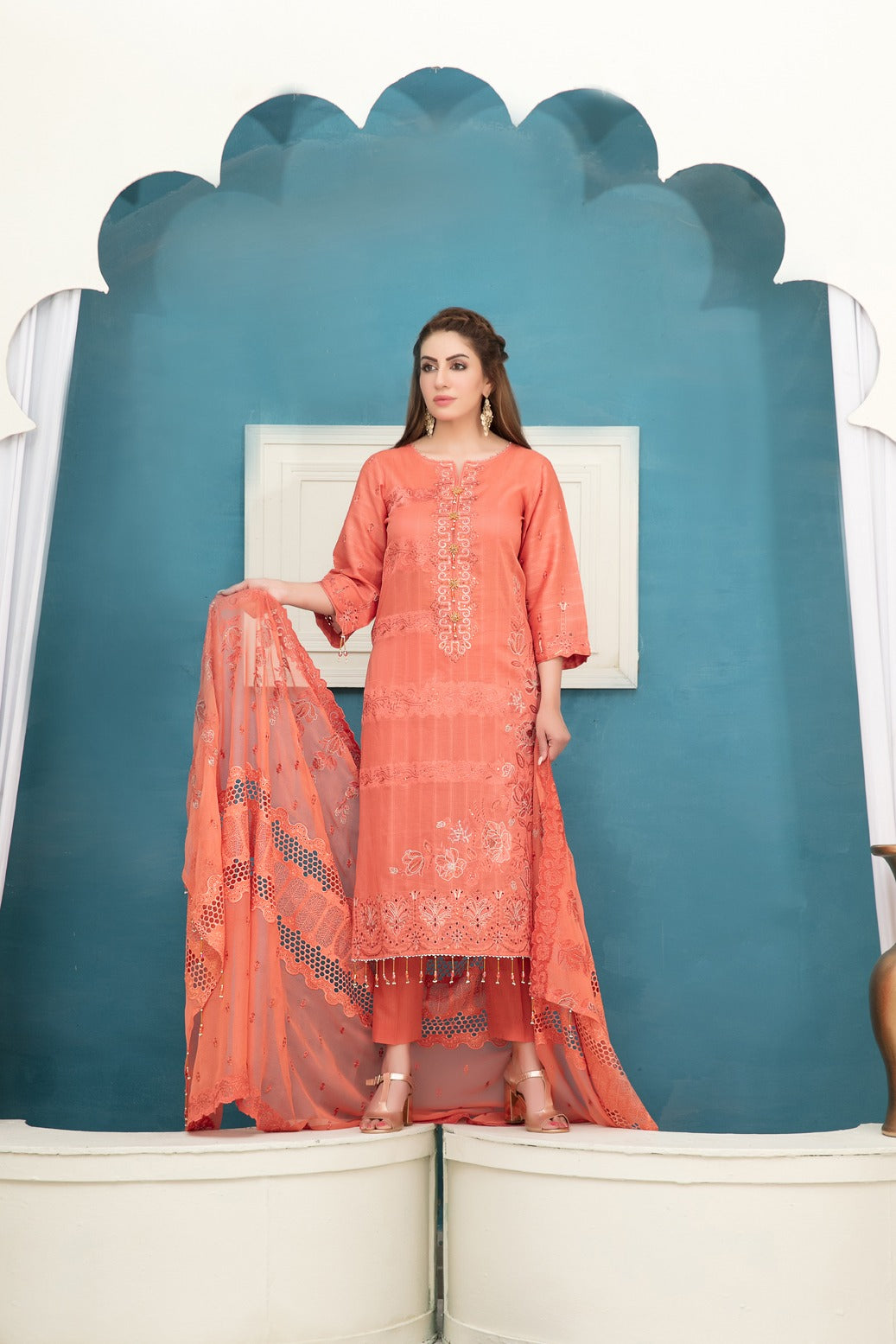 Tawakkal Fabrics 3 Piece Stitched Fancy Embroidered Lawn Suit - D-6763