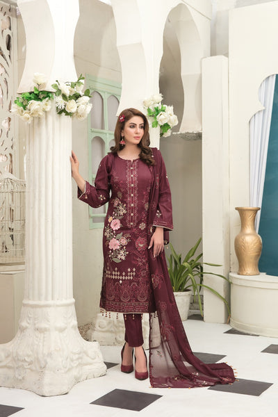 Tawakkal Fabrics 3 Piece Stitched Fancy Embroidered Lawn Suit - D-6765