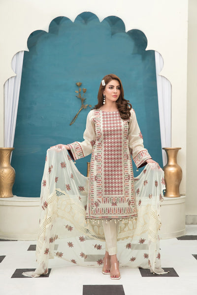 Tawakkal Fabrics 3 Piece Stitched Fancy Embroidered Lawn Suit - D-6766