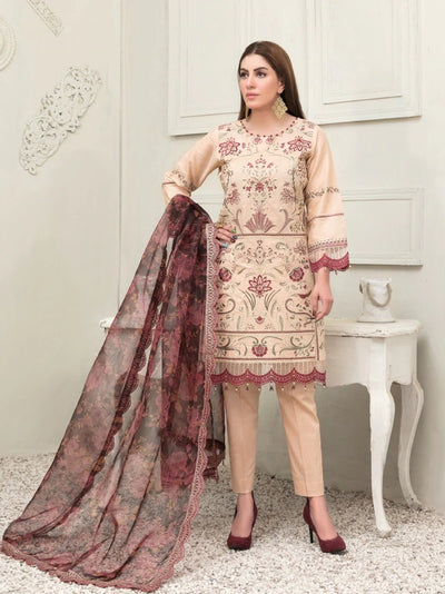 Tawakkal Fabrics 3 Piece Stitched Fancy Embroidered Lawn Suit D-6771