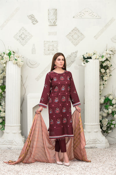 Tawakkal Fabrics 3 Piece Stitched Fancy Embroidered Lawn Suit D-6776