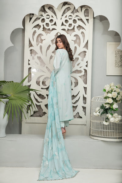 Tawakkal Fabrics 3 Piece Stitched Embroidered Rangoli Lawn Banarsi Suit D-6872