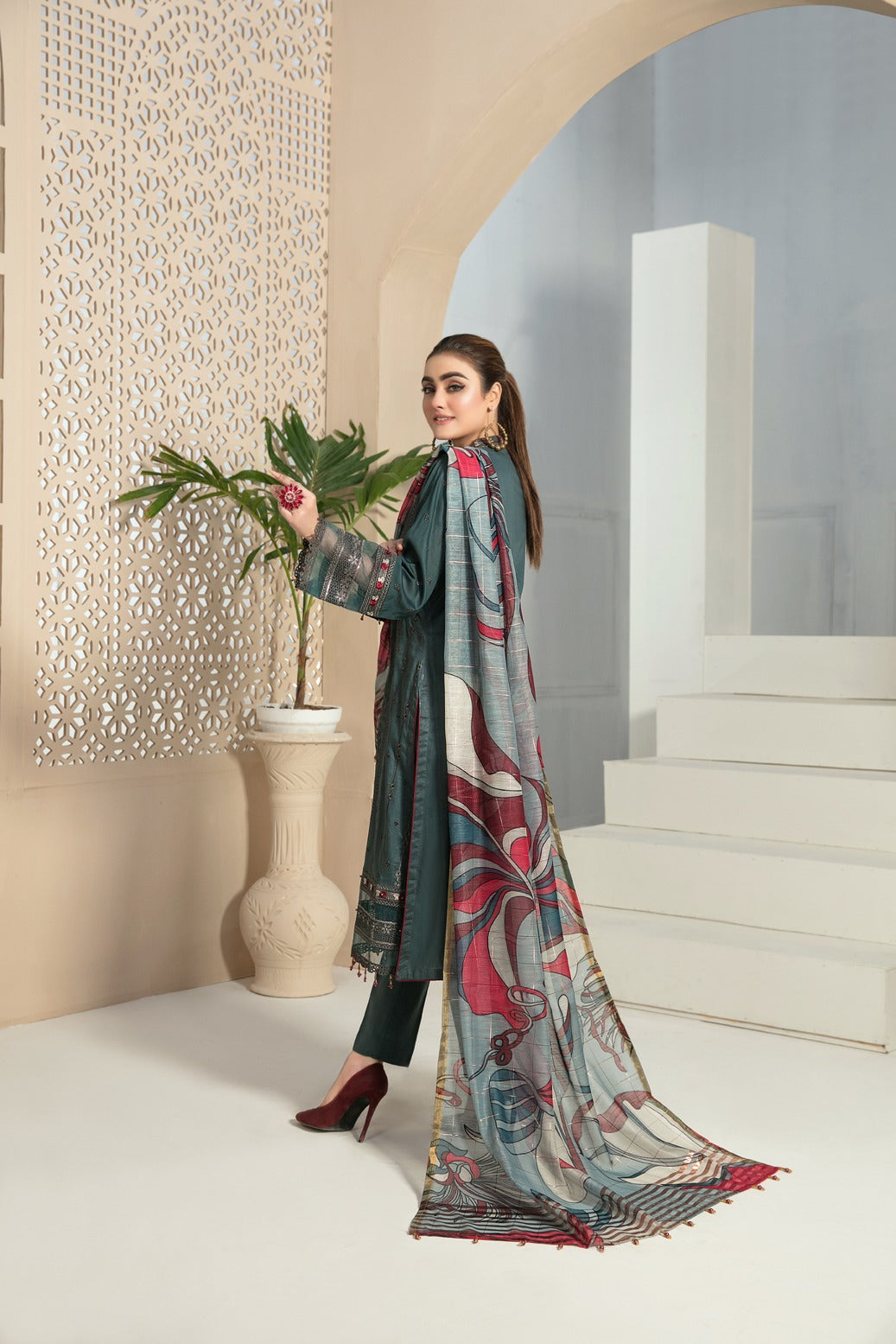 Tawakkal Fabrics 3 Piece Stitched Fancy Embroidered Lawn Suit D-6967
