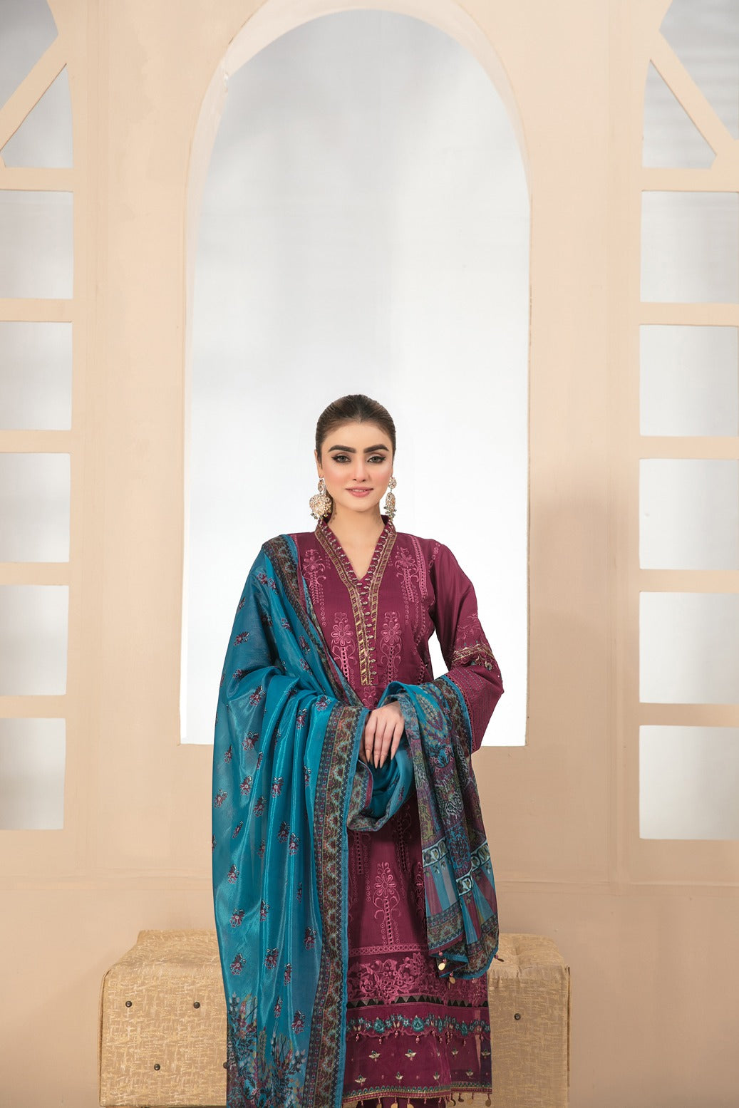 Tawakkal Fabrics 3 Piece Stitched Fancy Embroidered Lawn Suit D-6973