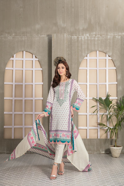 Tawakkal Fabrics 3 Piece Stitched Embroidered Digital Printed Lawn Suit D-7013