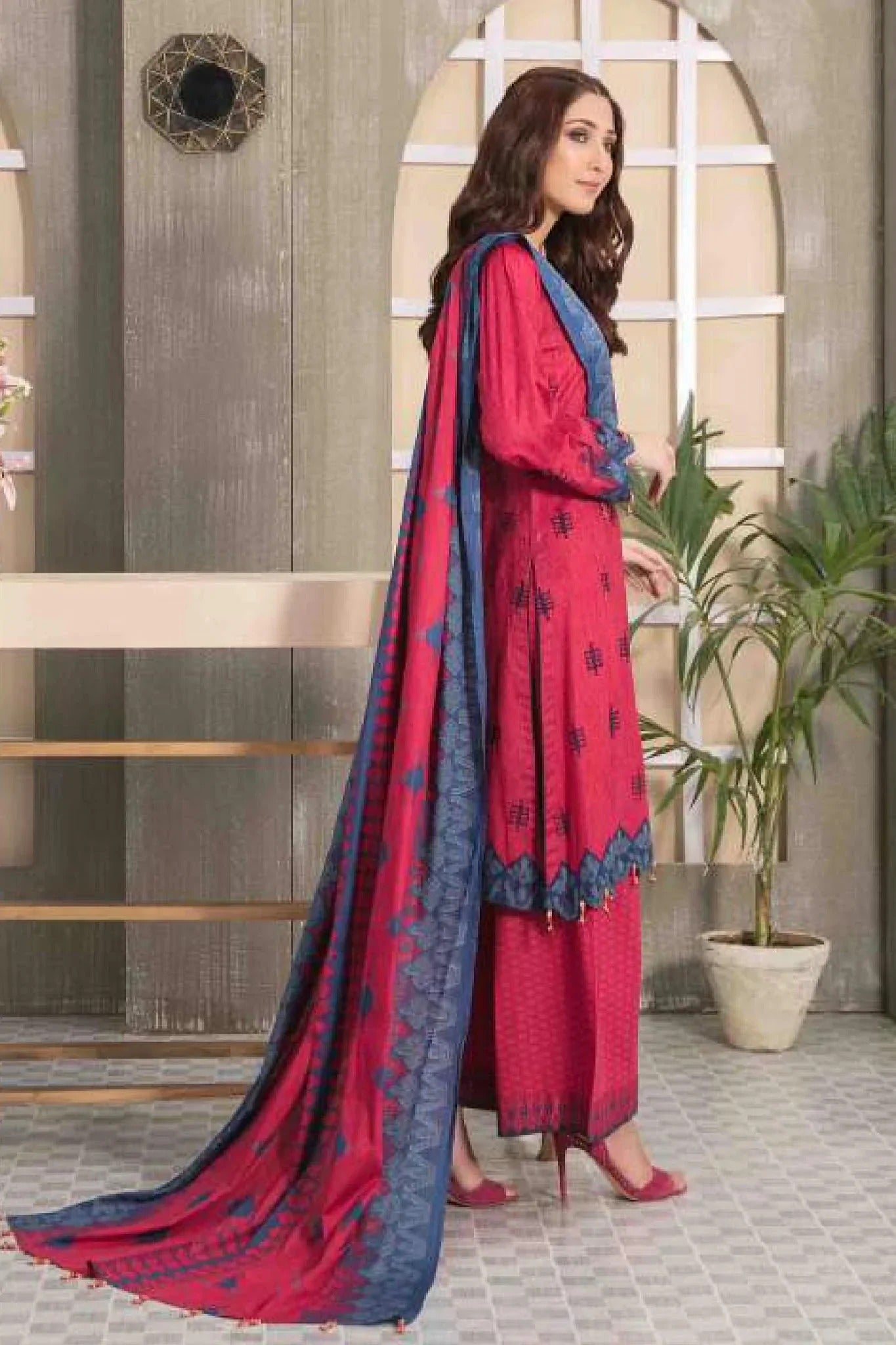 Tawakkal Fabrics 3 Piece Stitched Embroidered Digital Printed Lawn Suit D-7015
