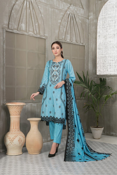 Tawakkal Fabrics 3 Piece Stitched Embroidered Digital Printed Lawn Suit D-7016