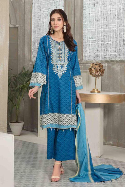 Tawakkal Fabrics 3 Piece Stitched Embroidered Digital Printed Lawn Suit D-7020