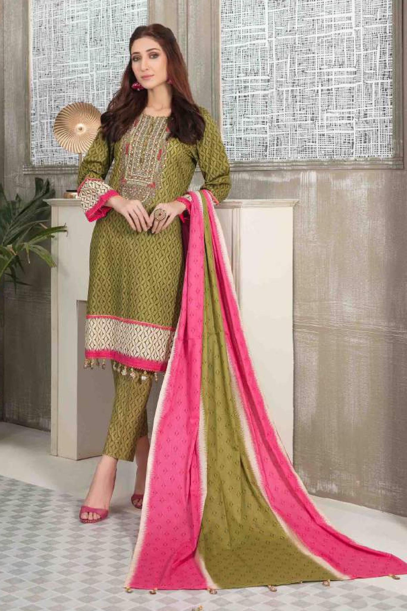 Tawakkal Fabrics 3 Piece Stitched Embroidered Digital Printed Lawn Suit D-7021