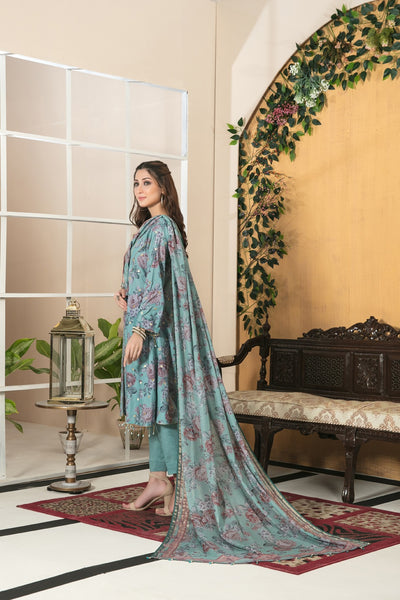 Tawakkal Fabrics 3 Piece Stitched All Over Embroidered Bareeza Digital Printed Lawn Suit D-7070