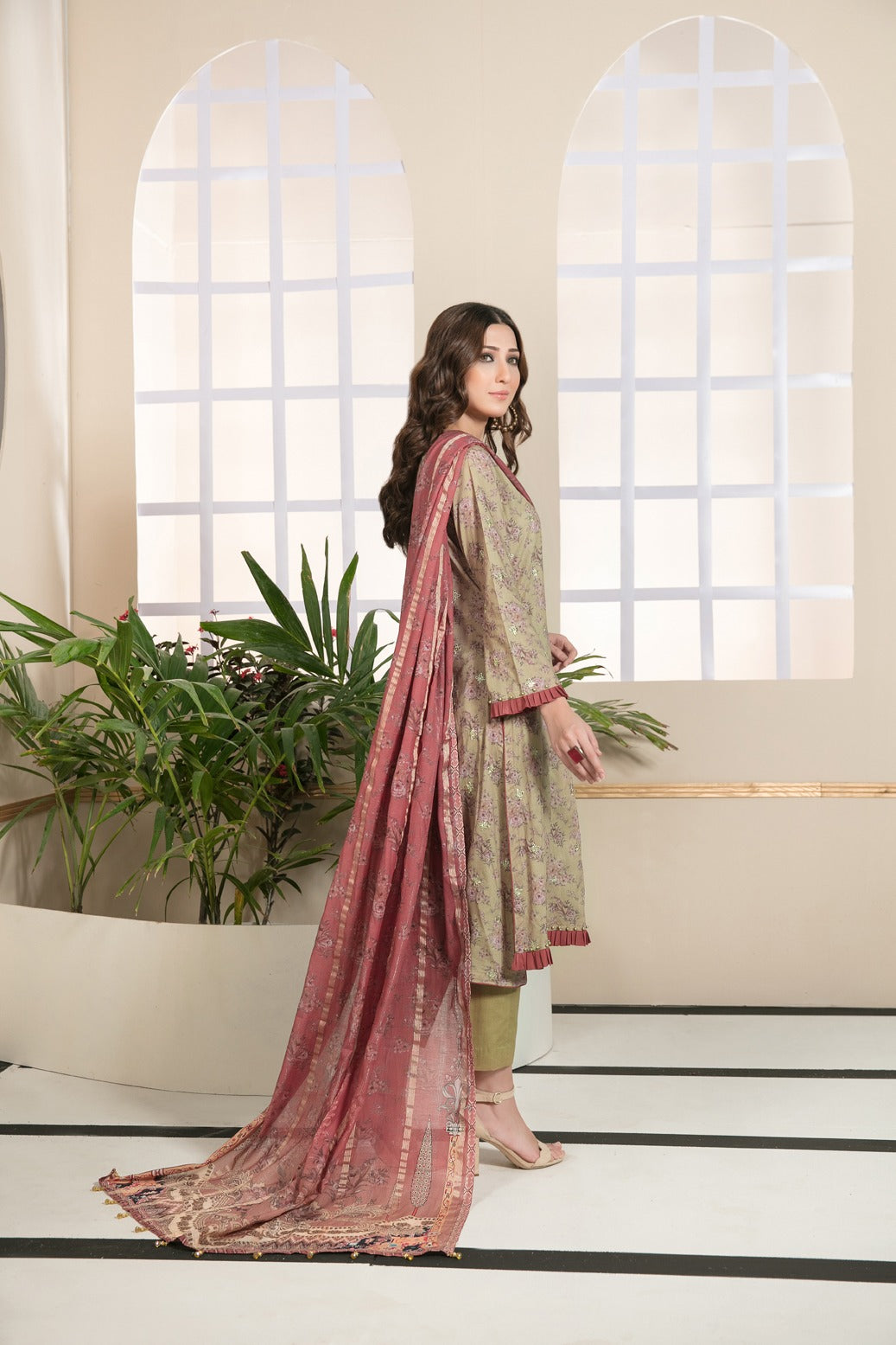 Tawakkal Fabrics 3 Piece Stitched All Over Embroidered Bareeza Digital Printed Lawn Suit D-7072