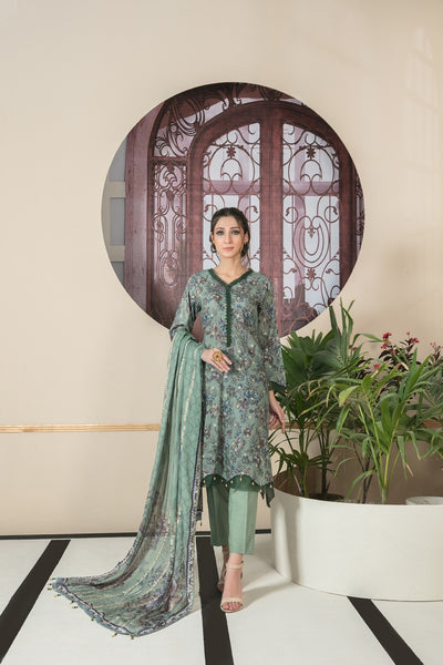 Tawakkal Fabrics 3 Piece Stitched All Over Embroidered Bareeza Digital Printed Lawn Suit D-7073