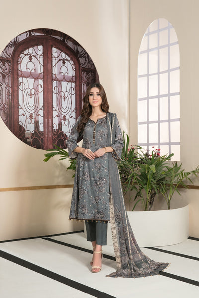 Tawakkal Fabrics 3 Piece Stitched All Over Embroidered Bareeza Digital Printed Lawn Suit D-7077