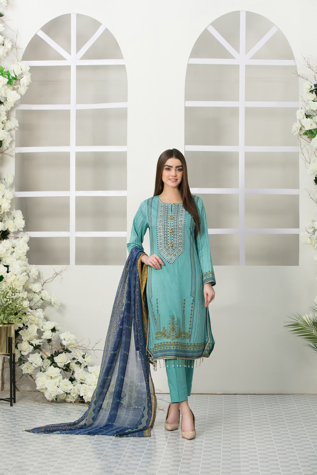 Tawakkal Fabrics 3 Piece Stitched Embroidered Digital Printed Lawn Suit D-7089