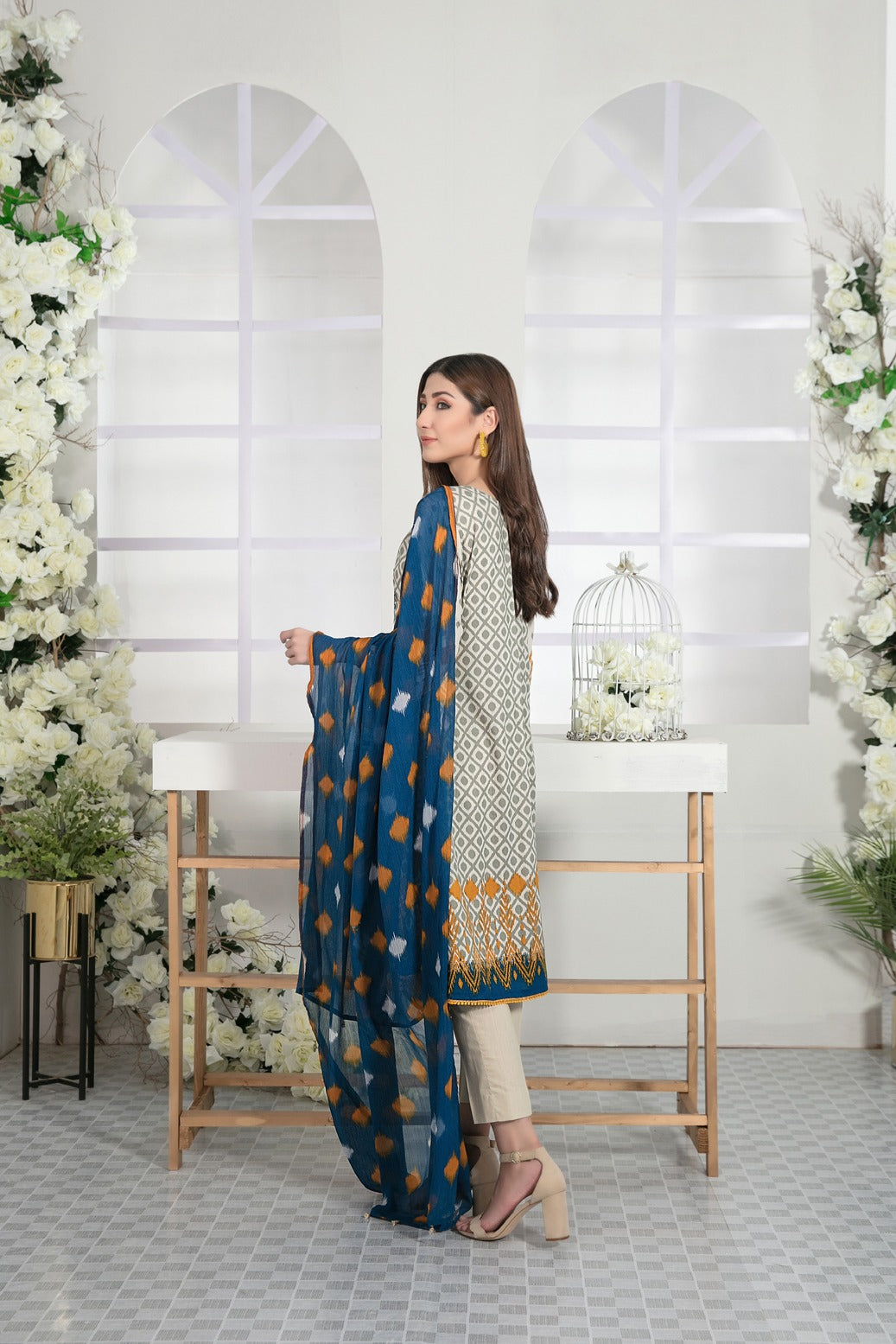 Tawakkal Fabrics 3 Piece Stitched Embroidered Digital Printed Lawn Suit D-7090