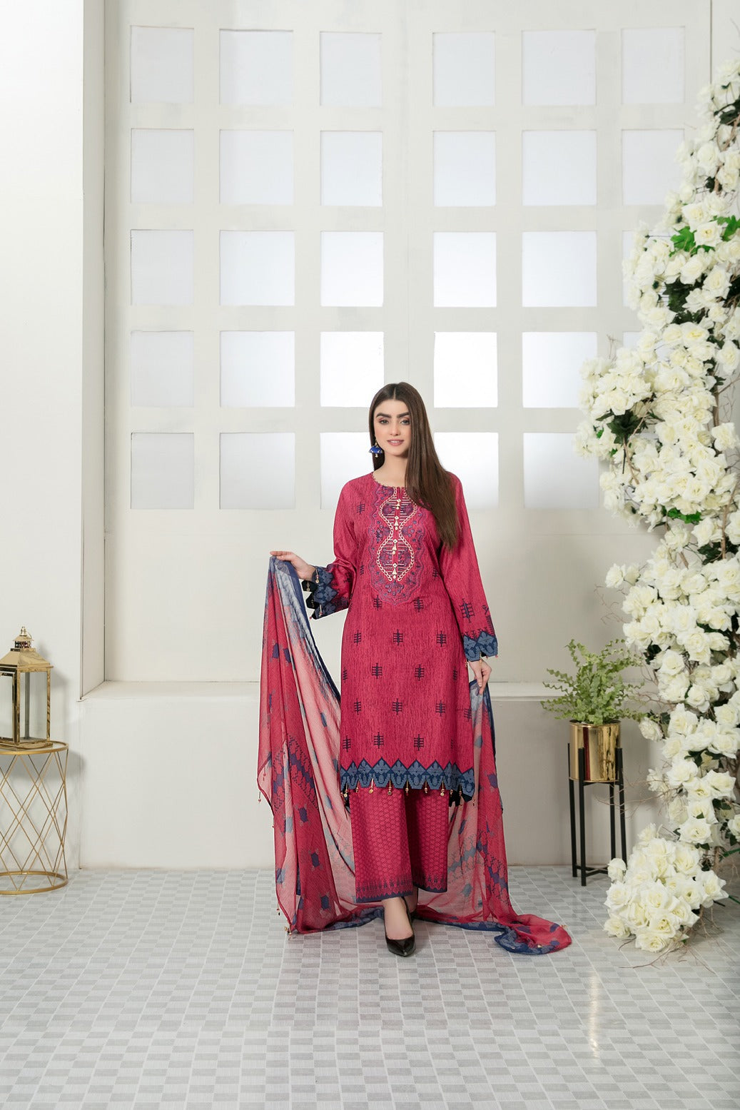 Tawakkal Fabrics 3 Piece Stitched Embroidered Digital Printed Lawn Suit D-7098