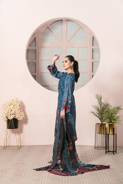 Tawakkal Fabrics 3 Piece Stitched Embroidered Digital Printed Lawn Suit D-7221