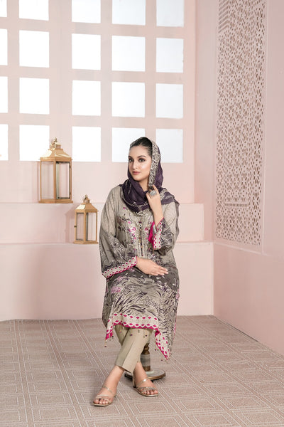 Tawakkal Fabrics 3 Piece Stitched Embroidered Digital Printed Lawn Suit D-7225
