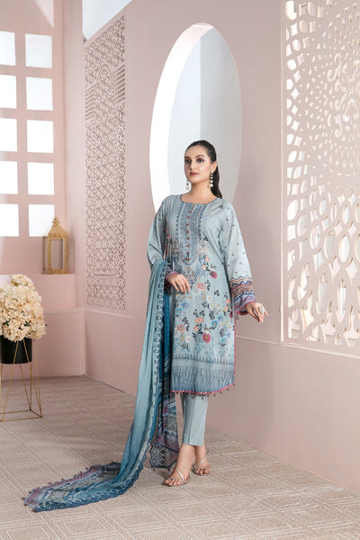 Tawakkal Fabrics 3 Piece Stitched Embroidered Digital Printed Lawn Suit D-7226