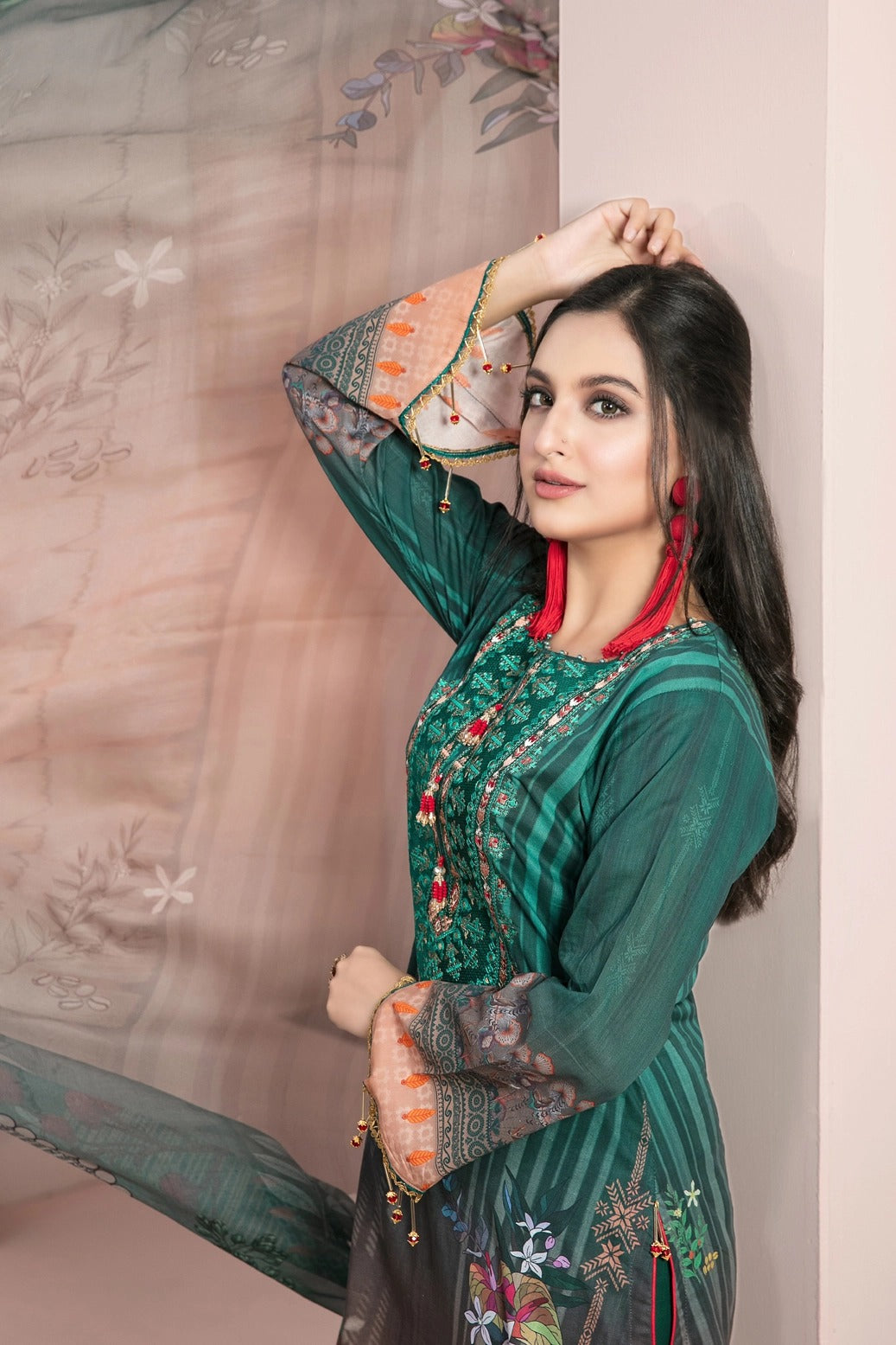 Tawakkal Fabrics 3 Piece Stitched Embroidered Digital Printed Lawn Suit D-7227