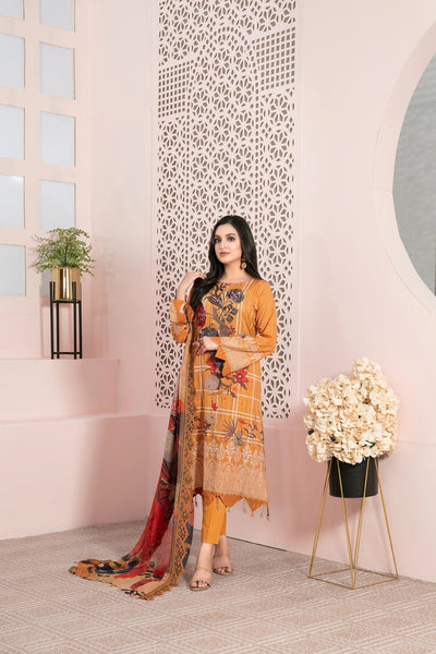 Tawakkal Fabrics 3 Piece Stitched Embroidered Digital Printed Lawn Suit D-7229